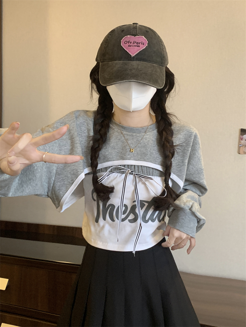 實拍 新款甜酷辣妹衛衣女設計感兩件套上衣