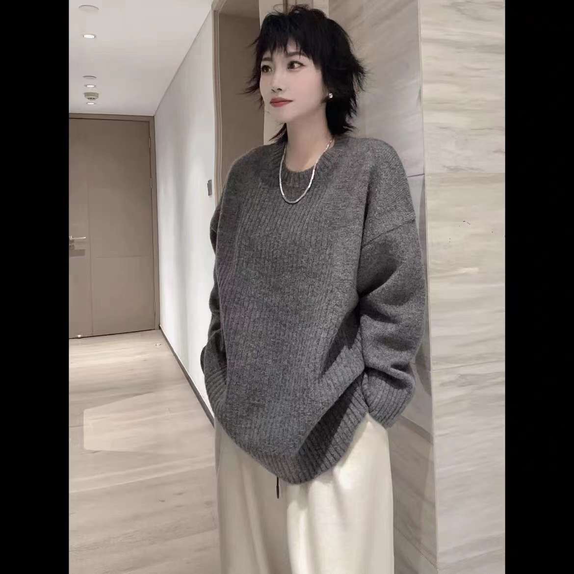 上衣長袖百搭時尚款大版