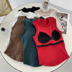 Women's Solid Color Round Neck Fleece Lined Insulated Backless Top - Autumn/Winter New Arrival
