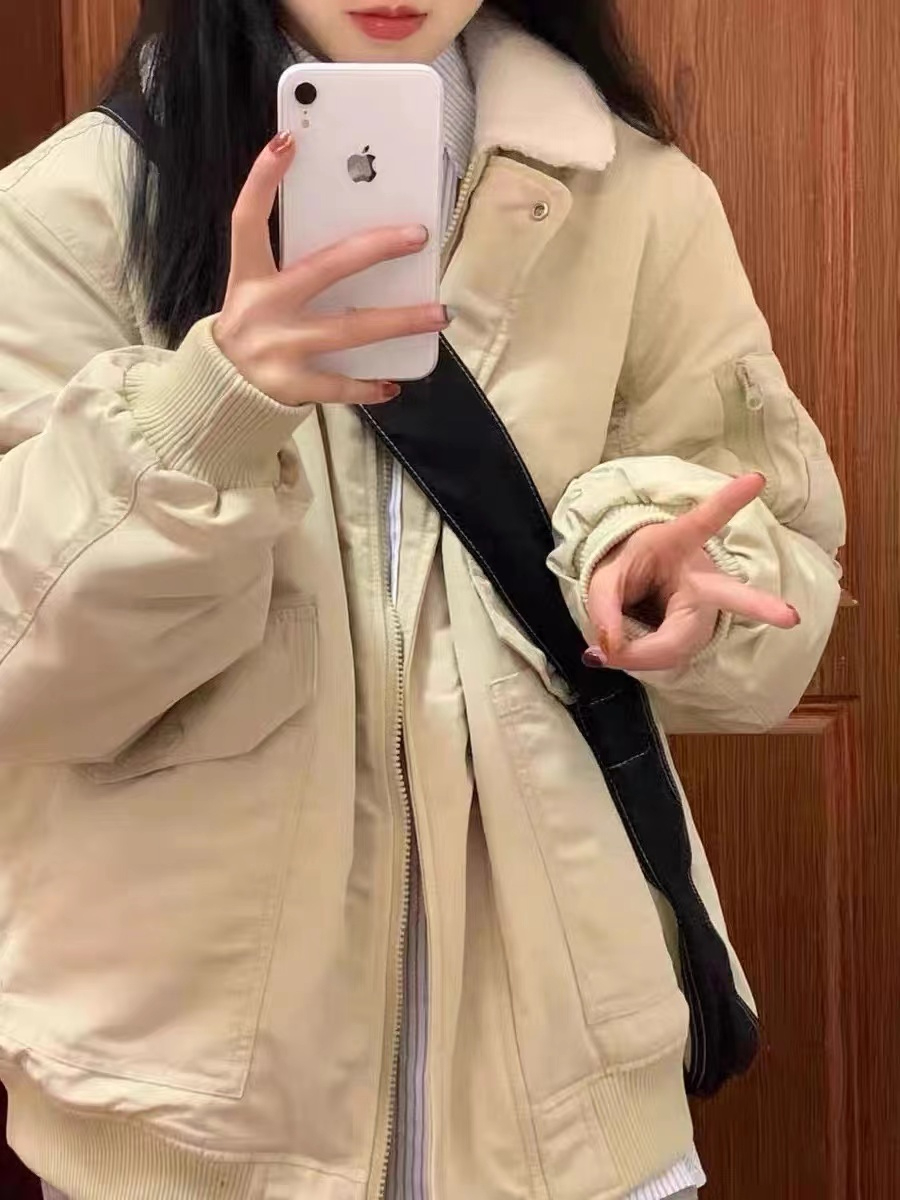 棉服外套官方秋冬季加厚外套女棉服寬鬆翻領夾克潮男