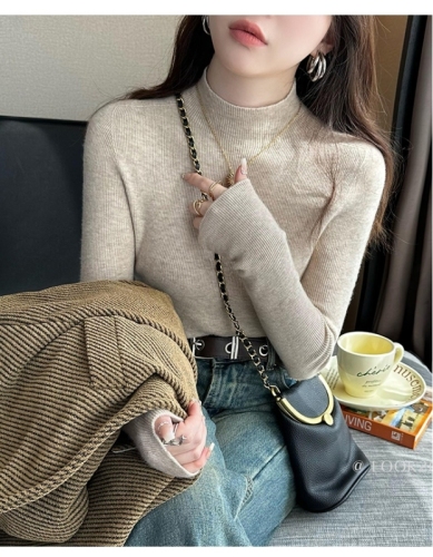 Ladies' Base Layer Top  New Autumn/Winter High-Neck Woolen Sweater for Inner Wear Cashmere Long-Sleeved Knit Top