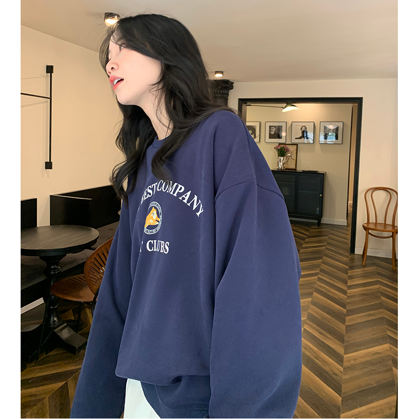 Women's large hooded round neck autumn and winter sweatshirt with velvet
