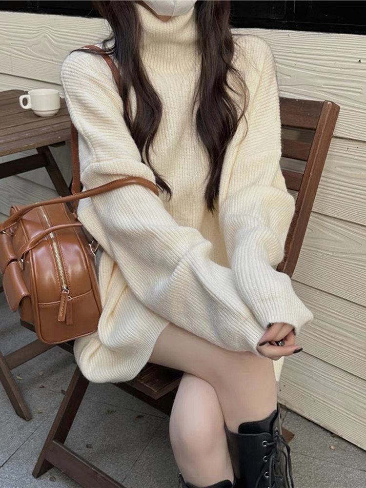 毛衣女秋冬韓版寬鬆純色外套韓系風針織衫
