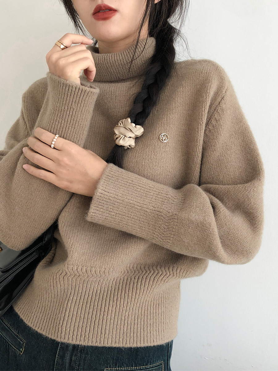 高領毛衣女秋冬2023新款軟糯慵懶風寬鬆外穿高質感針織衫加厚上衣