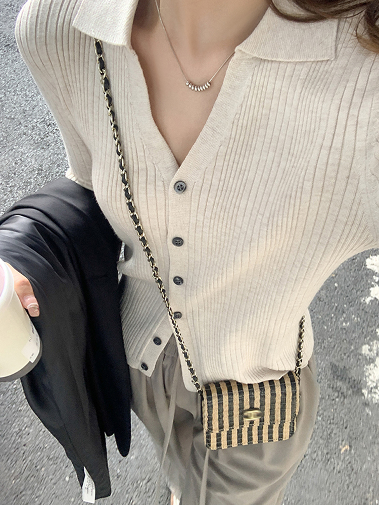 Korean style ins sweater 2023 autumn new cardigan women's sweater jacket slim fit top long-sleeved outer wear