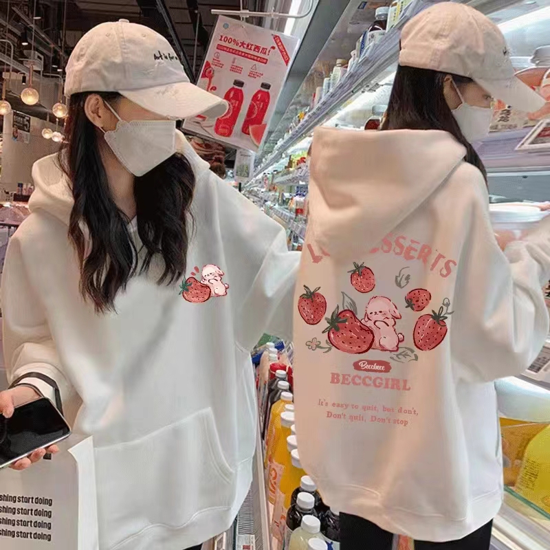 衛衣女2023新款加絨加厚黑色連帽減齡上衣套裝
