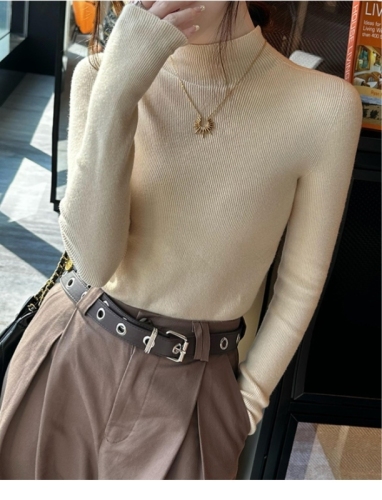 Ladies' Base Layer Top  New Autumn/Winter High-Neck Woolen Sweater for Inner Wear Cashmere Long-Sleeved Knit Top