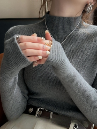 Ladies' Base Layer Top  New Autumn/Winter High-Neck Woolen Sweater for Inner Wear Cashmere Long-Sleeved Knit Top