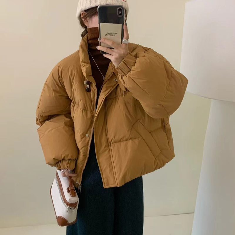 高品質白鴨絨短款羽絨服女2023冬季新款慵懶風蓬鬆加厚羽絨衣外套