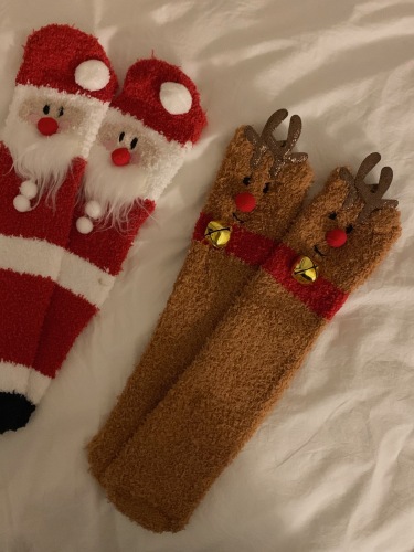 适合一家人的 韩国ins可爱立体装饰圣诞袜子短袜家居袜