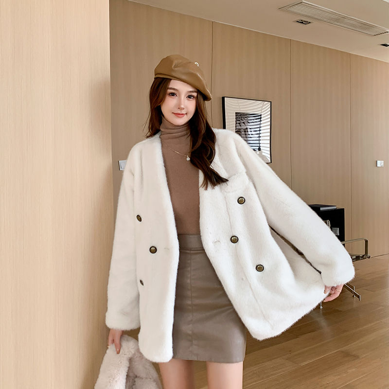 2023 winter new young mink environmentally friendly fur short fur all-in-one plush mink fur coat