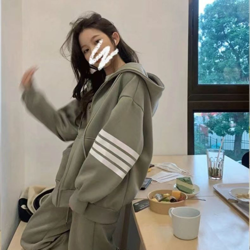  Internet celebrity sportswear suit for women spring and autumn student Korean style loose sweatshirt fashion running casual two-piece set