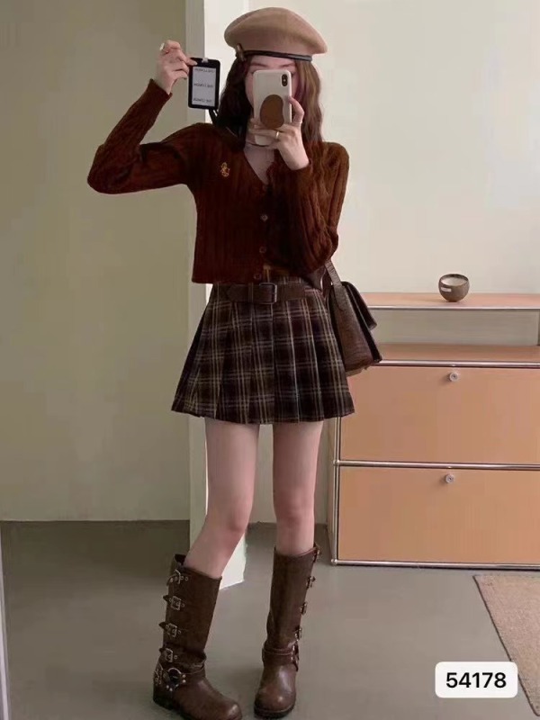 撞色雙拉鏈立領針織開衫女秋冬高級感純欲甜辣妹性感短款外套上衣