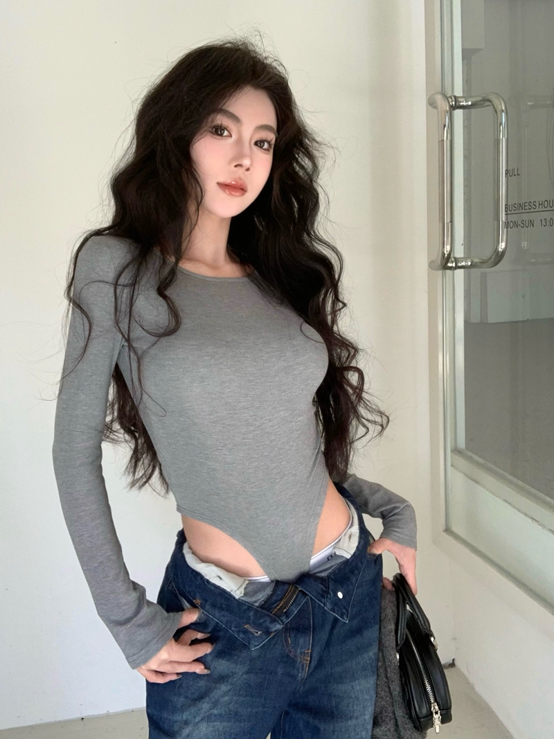 實拍冬歐美性感辣妹風針織連體衣修身長袖加絨內搭打底衫上衣