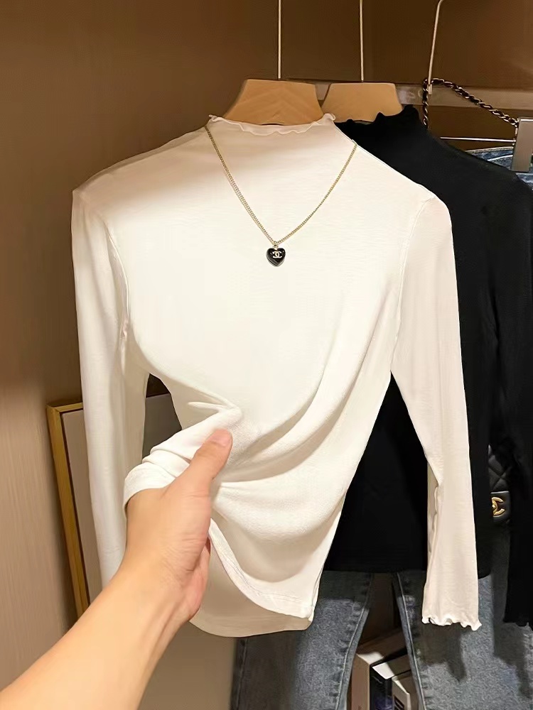 打底衫女長袖黑色圓領春秋款今年流行休閒純欲高級感內搭T恤上衣