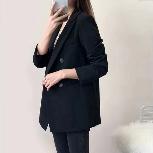 Black small suit jacket for women 2023 new spring and autumn Korean version Internet celebrity British style loose temperament foreign fashion