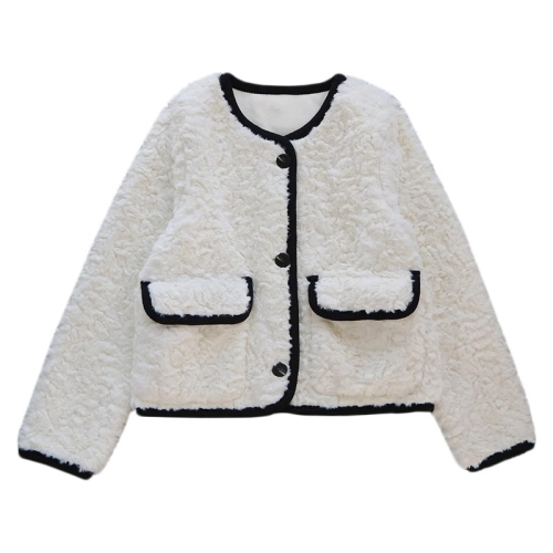 Original fabric quality, small fragrance, high-end feel, plush sherpa jacket for women