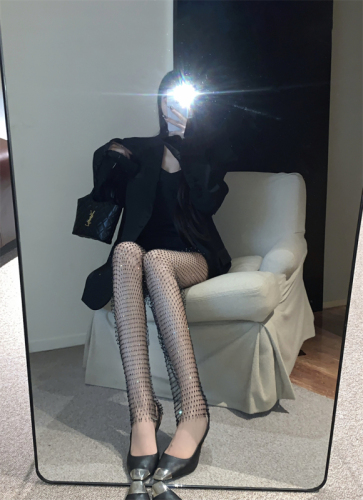 Real shot~ins fashionable design sexy sweet and cool fishnet dazzling diamond trousers blingbling