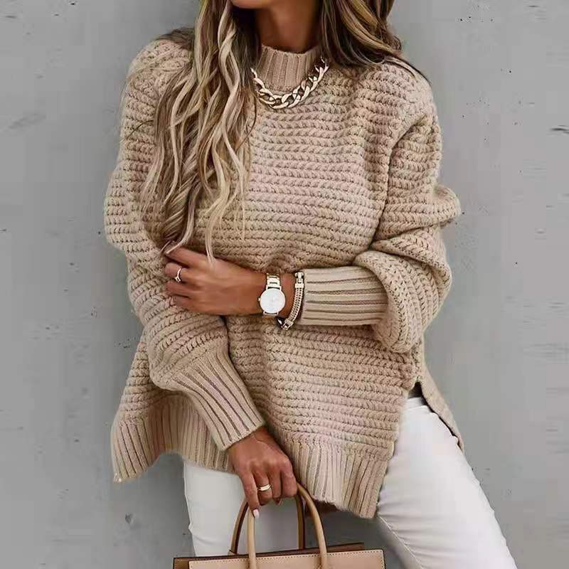 Autumn and winter loose and lazy style long-sleeved pullover knitted sweater for women