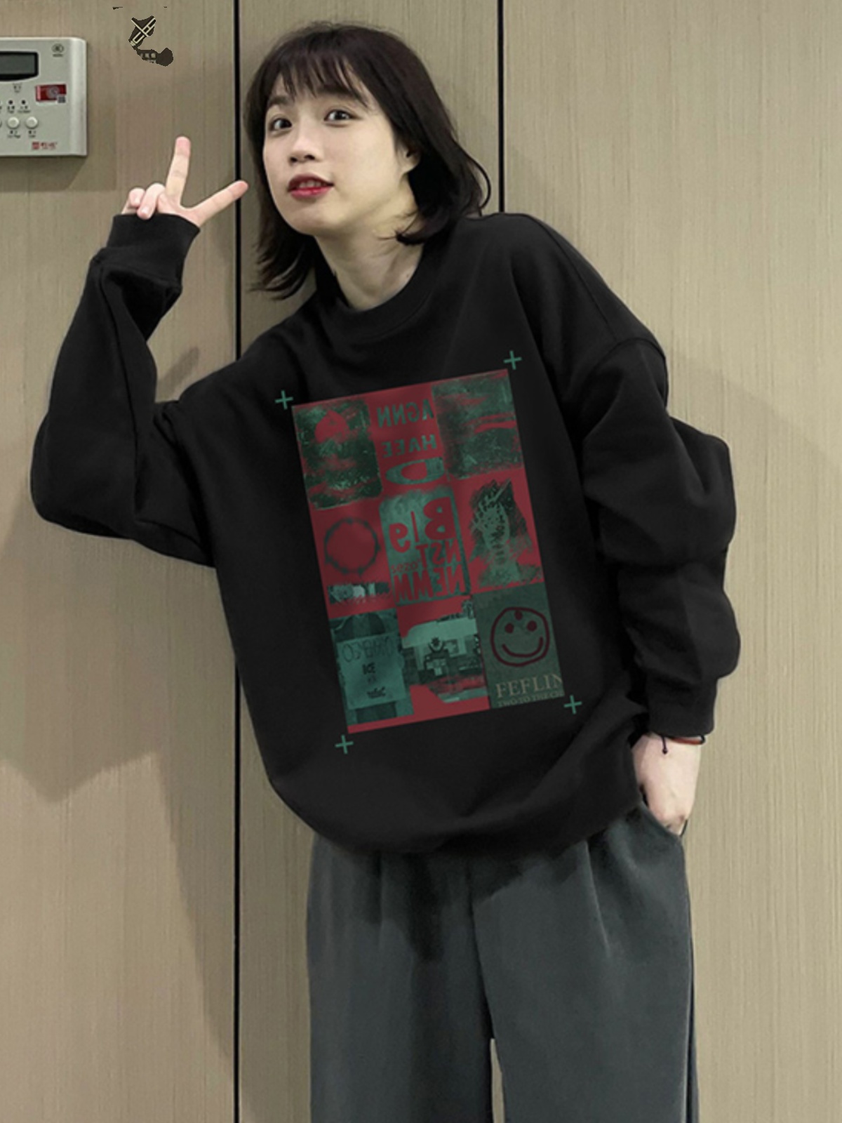 2023新款華棉複合薄款310克/加絨410克 秋冬裝衛衣女印花寬鬆大碼