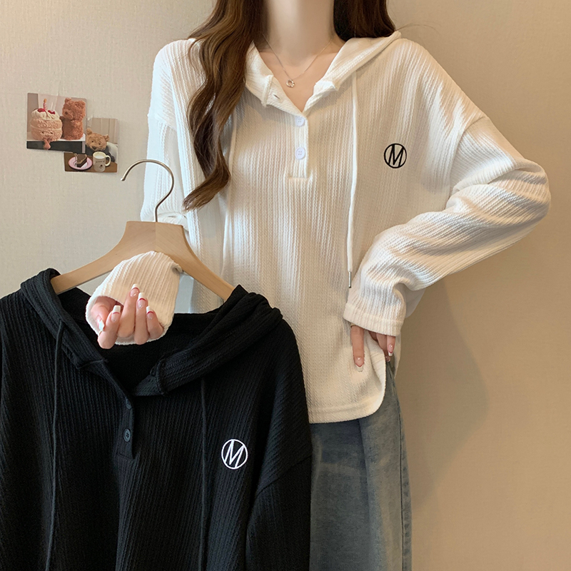實拍小雙辮320克短外套女春秋韓版短款修身刺繡連帽薄款長袖上衣