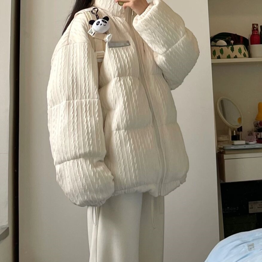 冬季新款棉服棉衣女港風寬鬆保暖學生棉襖加厚百搭情侶麵包服外套