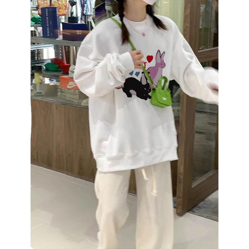 2023新款華棉複合薄款310克/加絨410克 秋冬裝衛衣女印花寬鬆大碼