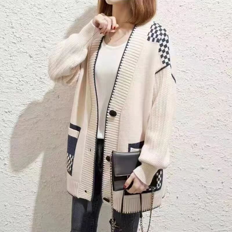 2023 Early Autumn New Spring Clothing Women's Mid-Length Red Knitted Cardigan Women's Spring Sweater Jacket Spring and Autumn Outerwear