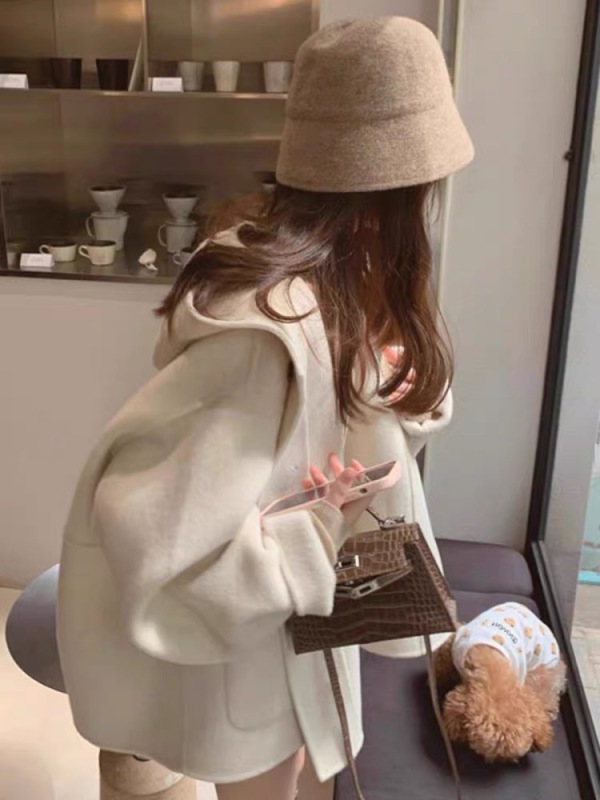 2023新款毛呢大衣女秋冬韓系高級感氣質寬鬆小個子加絨中長款外套