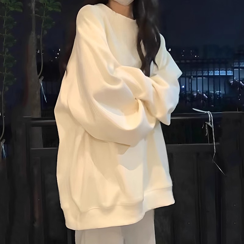 CVC棉麵食毛華棉複合/牛奶絲300克銀狐絨400克 純色 圓領衛衣女