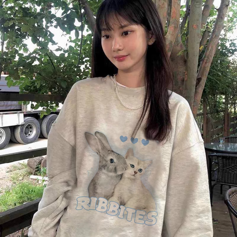2023新款華棉複合薄款310克/加絨410克 秋冬裝衛衣女印花寬鬆大碼