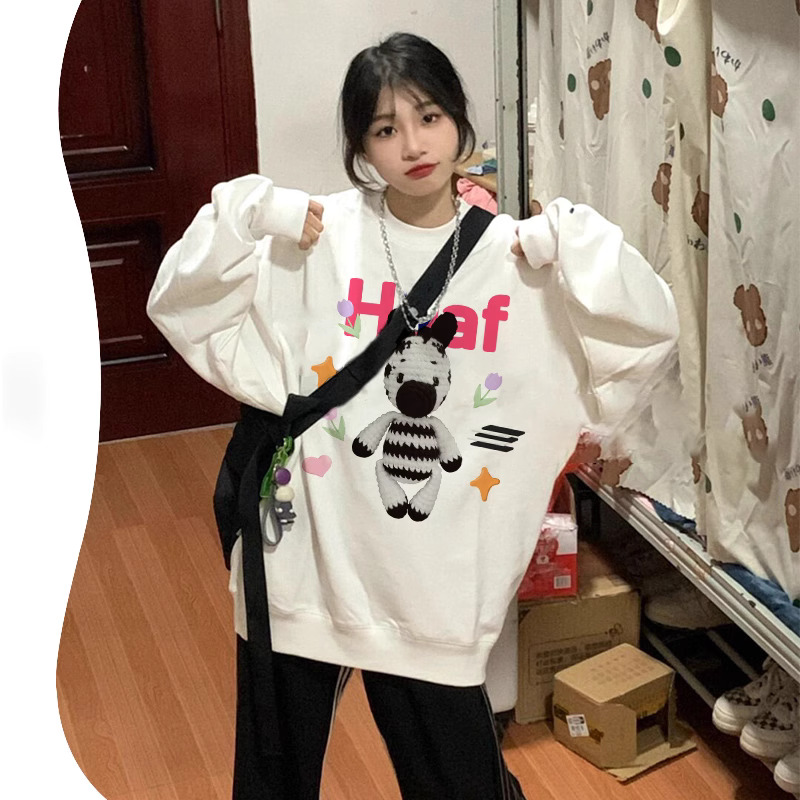 2023新款華棉複合薄款310克/加絨410克 秋冬裝衛衣女印花寬鬆大碼