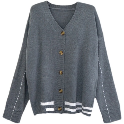 ins super hot sweater women's autumn and winter cardigan retro Hong Kong style chic knitted jacket trendy student loose top