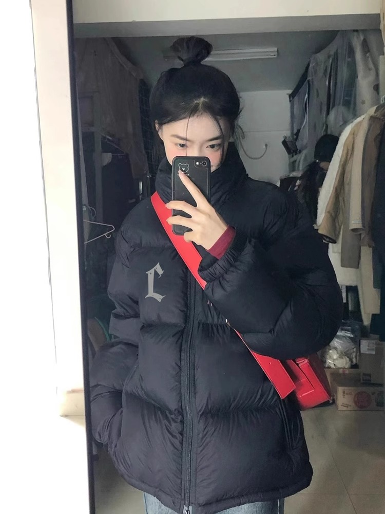 手塞棉棉服冬季新款寬鬆加厚棉衣麵包服印花外套女
