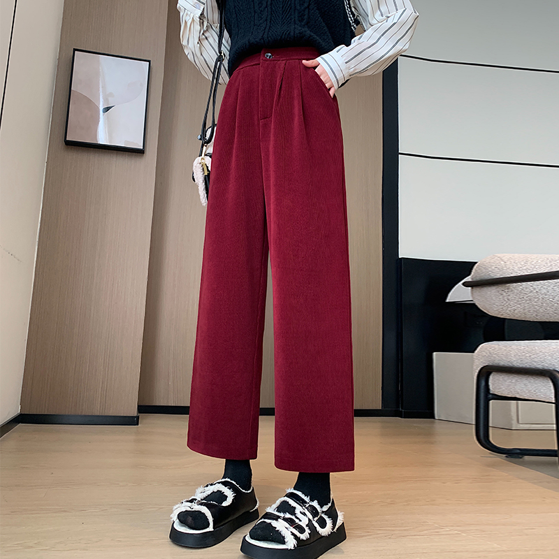 實拍加厚針織闊腿褲女秋冬2023新款軟糯垂感直筒拖地休閒闊腿褲子