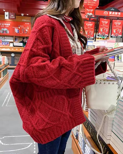 Fairy sweater jacket women's cardigan 2023 spring and autumn new loose and versatile lazy style thickened sweater top