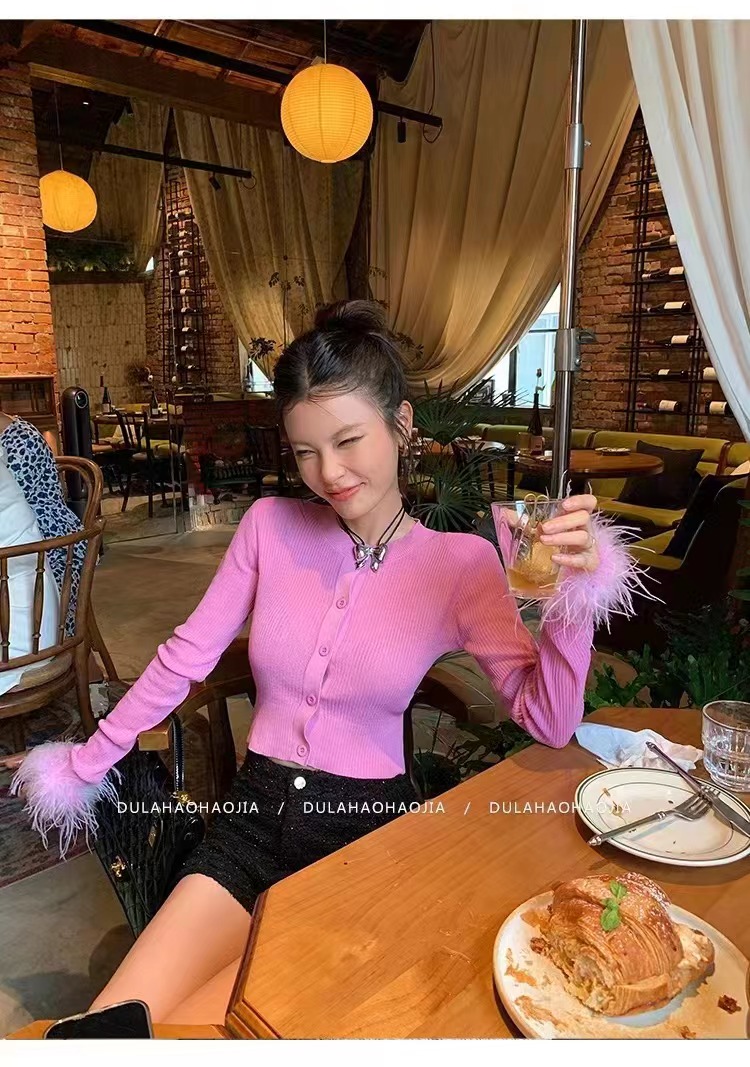 DULA Haohaojia Sunscreen Knitted Cardigan Women's 2023 Autumn New Slimming Short Bottoming Top