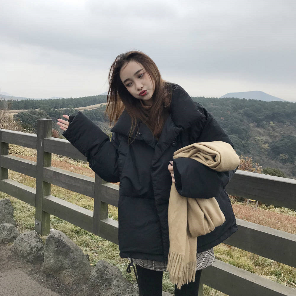 棉服女冬短款麵包服學生韓版加厚bf原宿寬鬆棉襖白色ins棉衣外套