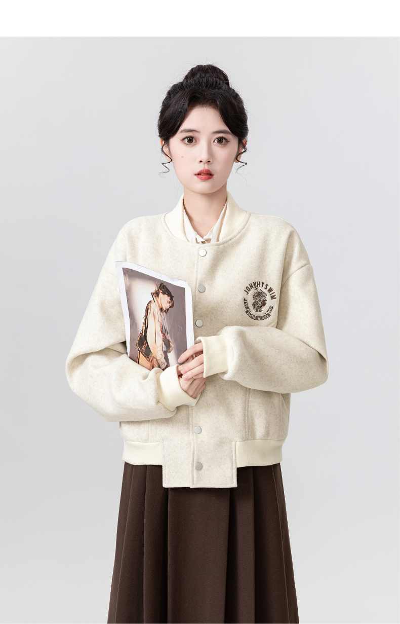 原版做法短款棒球服女春秋冬款寬鬆休閒百搭加厚夾克外套ins