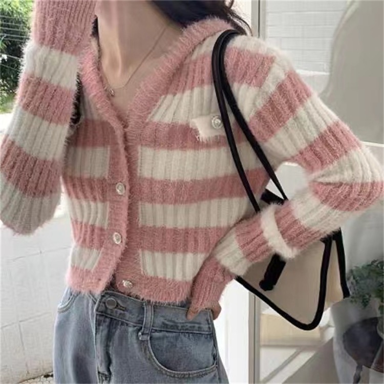 Pure desire design niche bm short knitted cardigan for women autumn fragrance soft sweet hot girl top