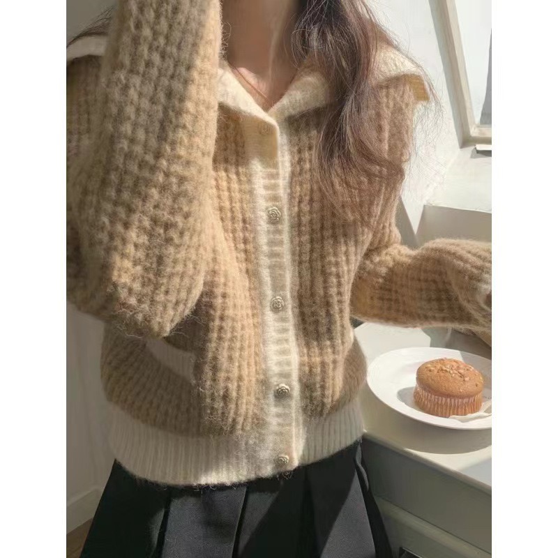 Korean style gentle wear autumn and winter bottoming shirt small fragrant style jacket knitted cardigan sweater women's design inner top