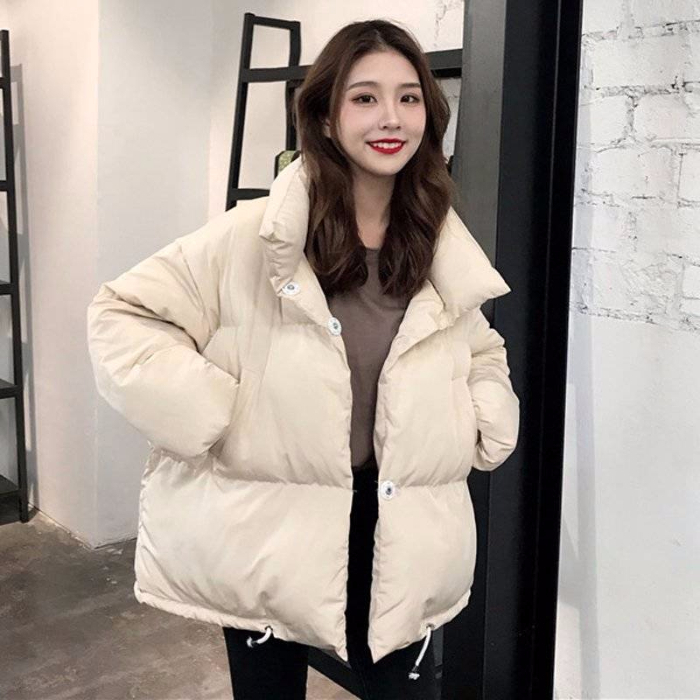 棉服女冬短款麵包服學生韓版加厚bf原宿寬鬆棉襖白色ins棉衣外套