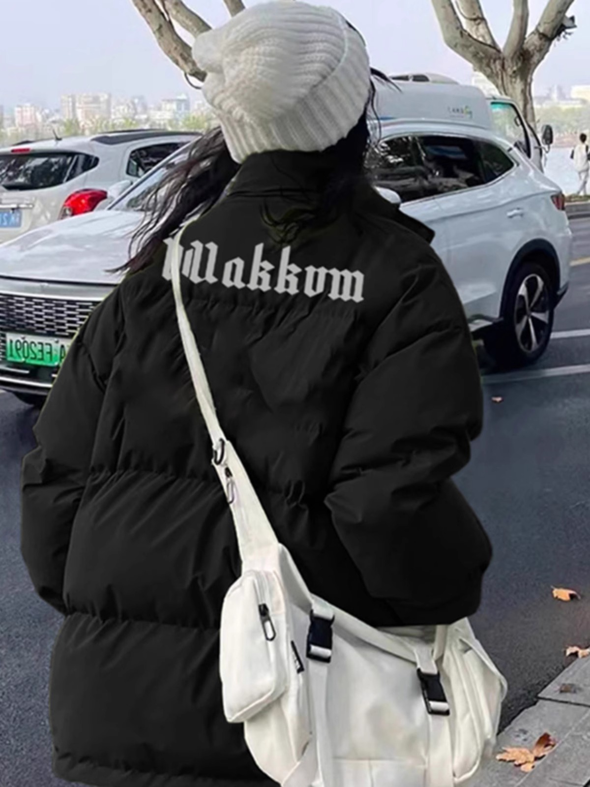 手塞棉棉服冬季新款寬鬆加厚棉衣麵包服印花外套女