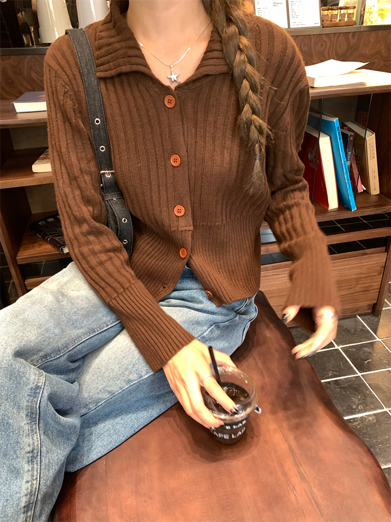實拍  美拉德風軟糯針織開衫冬季新款奶系穿搭氣質設計上衣