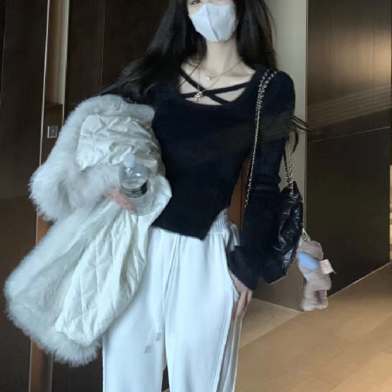 JMSHOP pure desire and caution, cross imitation mink soft and waxy sweater, niche design, paired with a western-style knitted sweater
