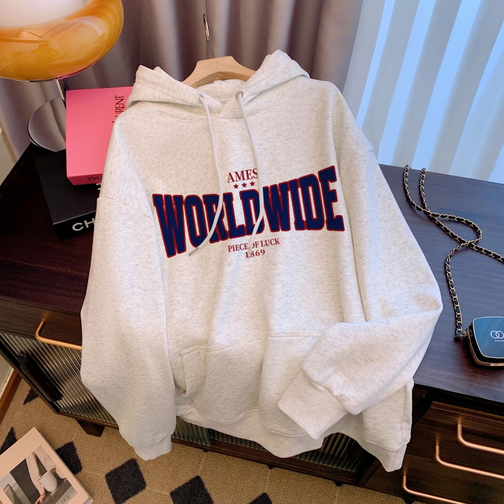 Real shot new fashion Huamian thin 310g/plus velvet 410g autumn and winter sweatshirt women's printed large size women's clothing