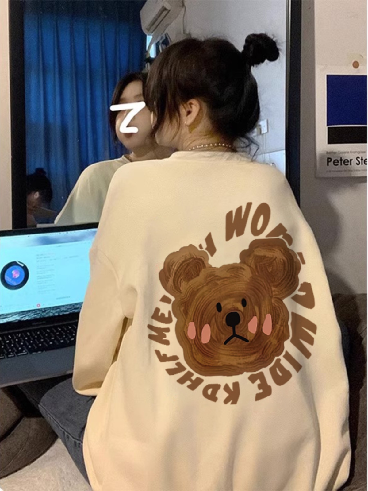 2023新款華棉複合薄款310克/加絨410克 秋冬裝衛衣女印花寬鬆大碼