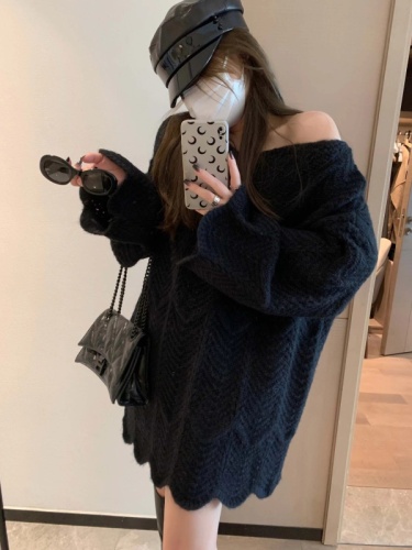 Korean gentle style casual and sweet age-reducing lace pullover knitted sweater for women in autumn and winter new style loose slimming inner wear