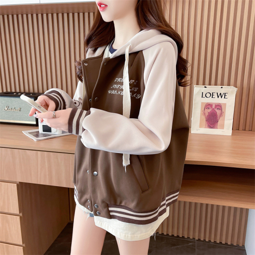 Actual shot of the first imitation cotton Chinese cotton composite shell velvet plus velvet baseball jacket women's tops versatile Korean style loose jacket trend