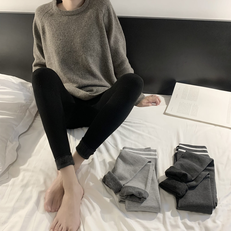 實拍打底褲女外穿秋冬季加絨保暖褲加厚顯瘦小腳褲緊身褲